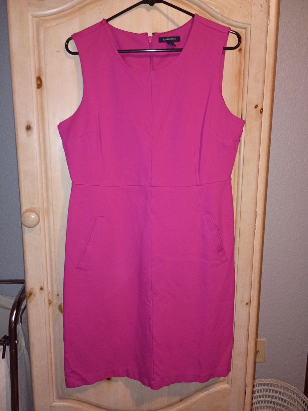 Lands' End Sleeveless Hot Pink Shift Dress